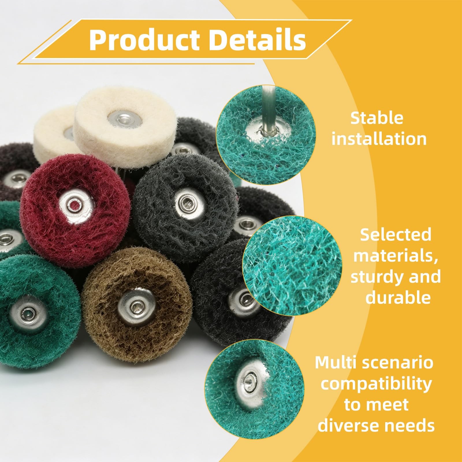 BURMONG 120 Pcs Multi-Color Buffing Wheel Set for Dremel, 1/8 Inch Shank Poli…
