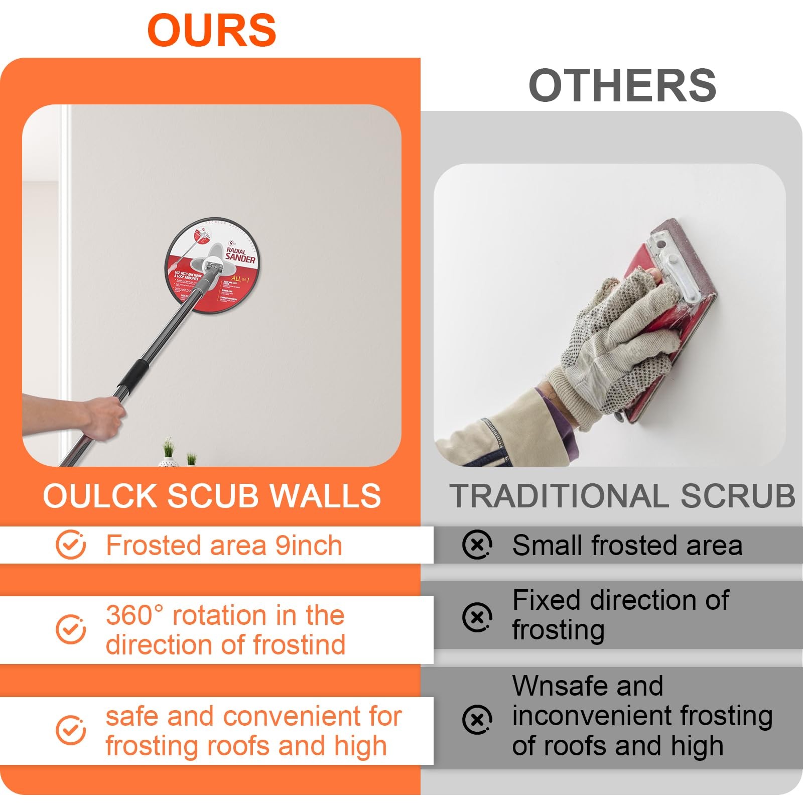 Pole Sander for Drywall, 85 inch Drywall Sander With Extension Pole, Manual Hand