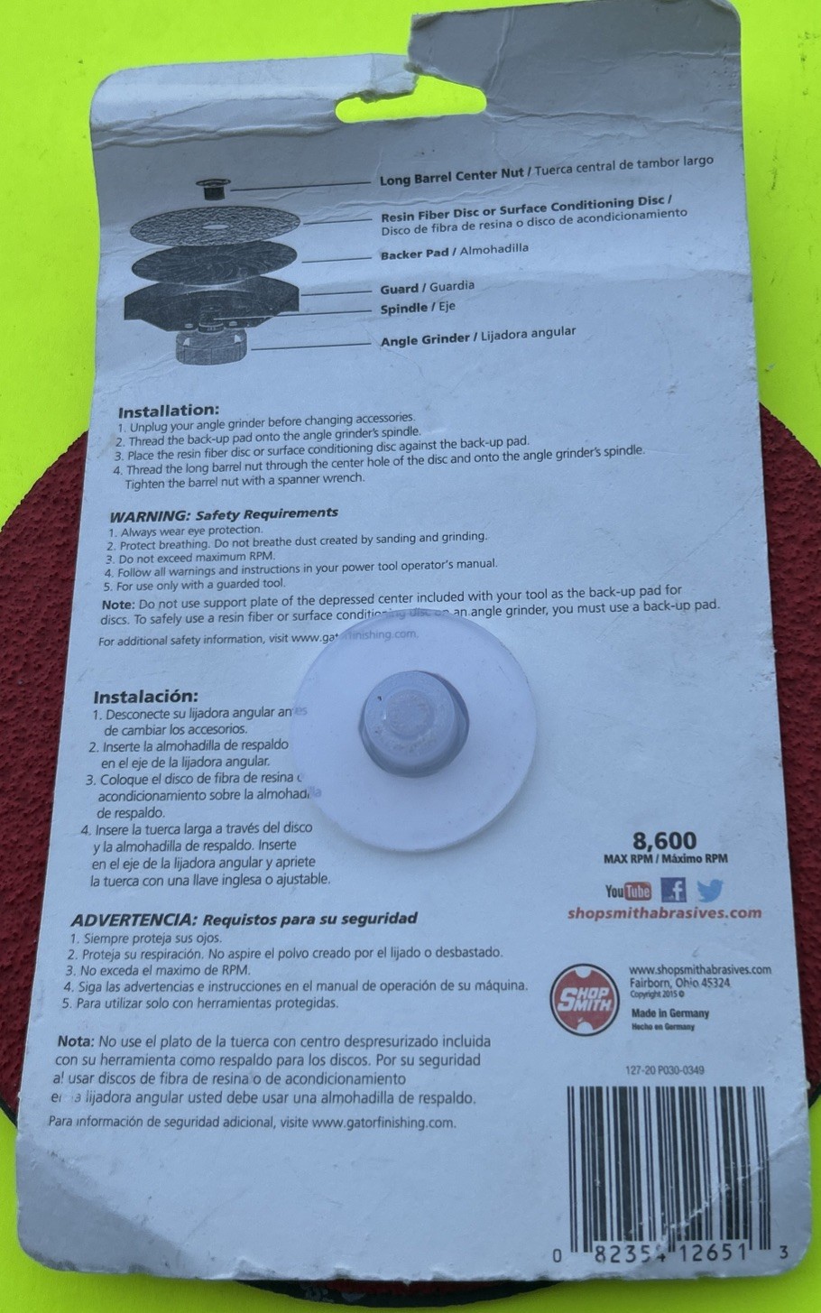NOS Shop Smith 7″ Ceramic Fiber Discs 2 Pack -P36. Fits 7″ Angle Grinders