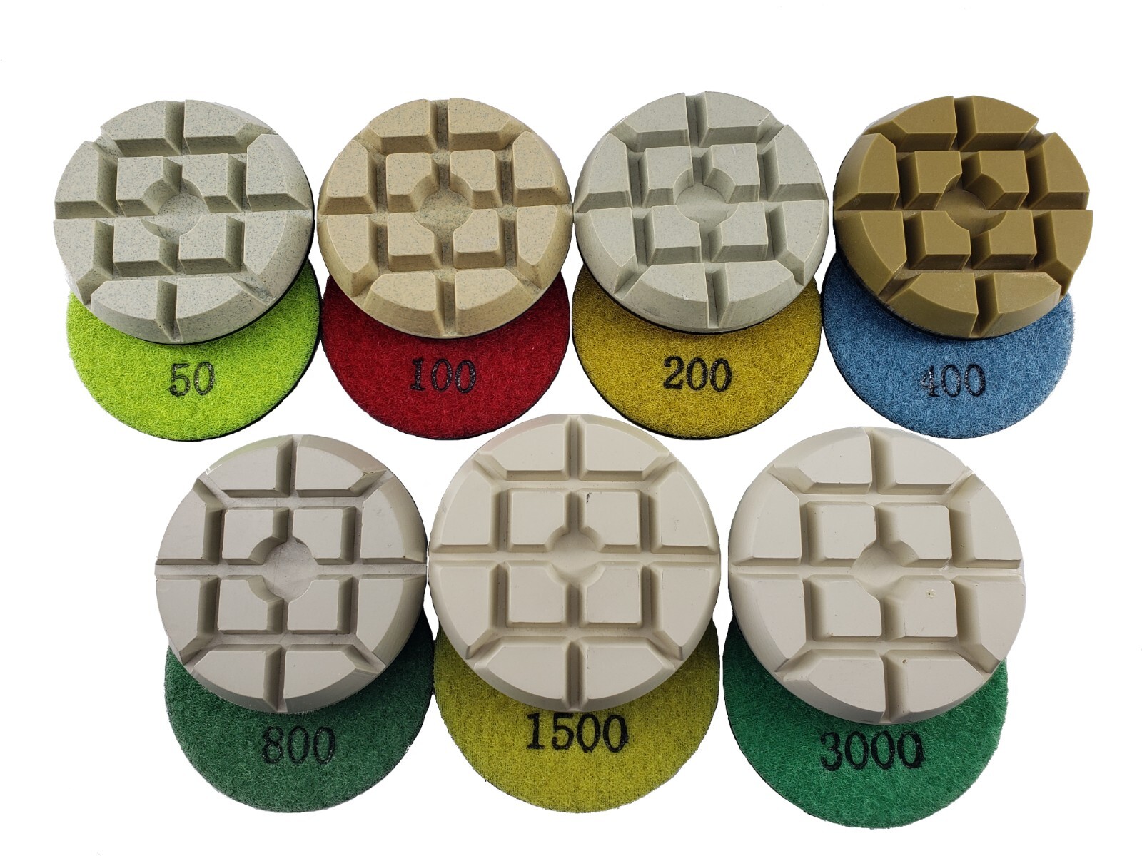 3″ Resin Bond Diamond Polishing Pads, White Resin, Wet Only, Set of 3pcs