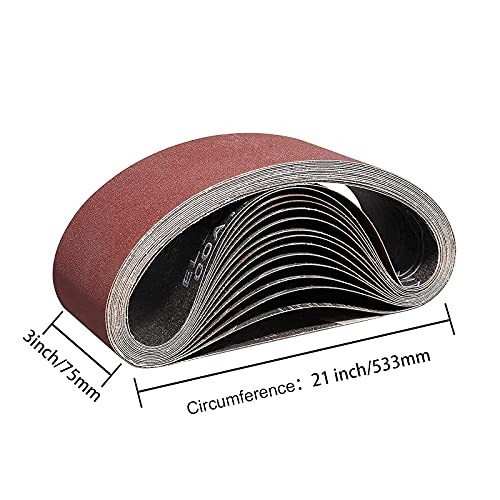 15 Pack Sanding Belts 3 x 21 Inch,Belt Sander Belts Mix Grits(80-400)-15Pack