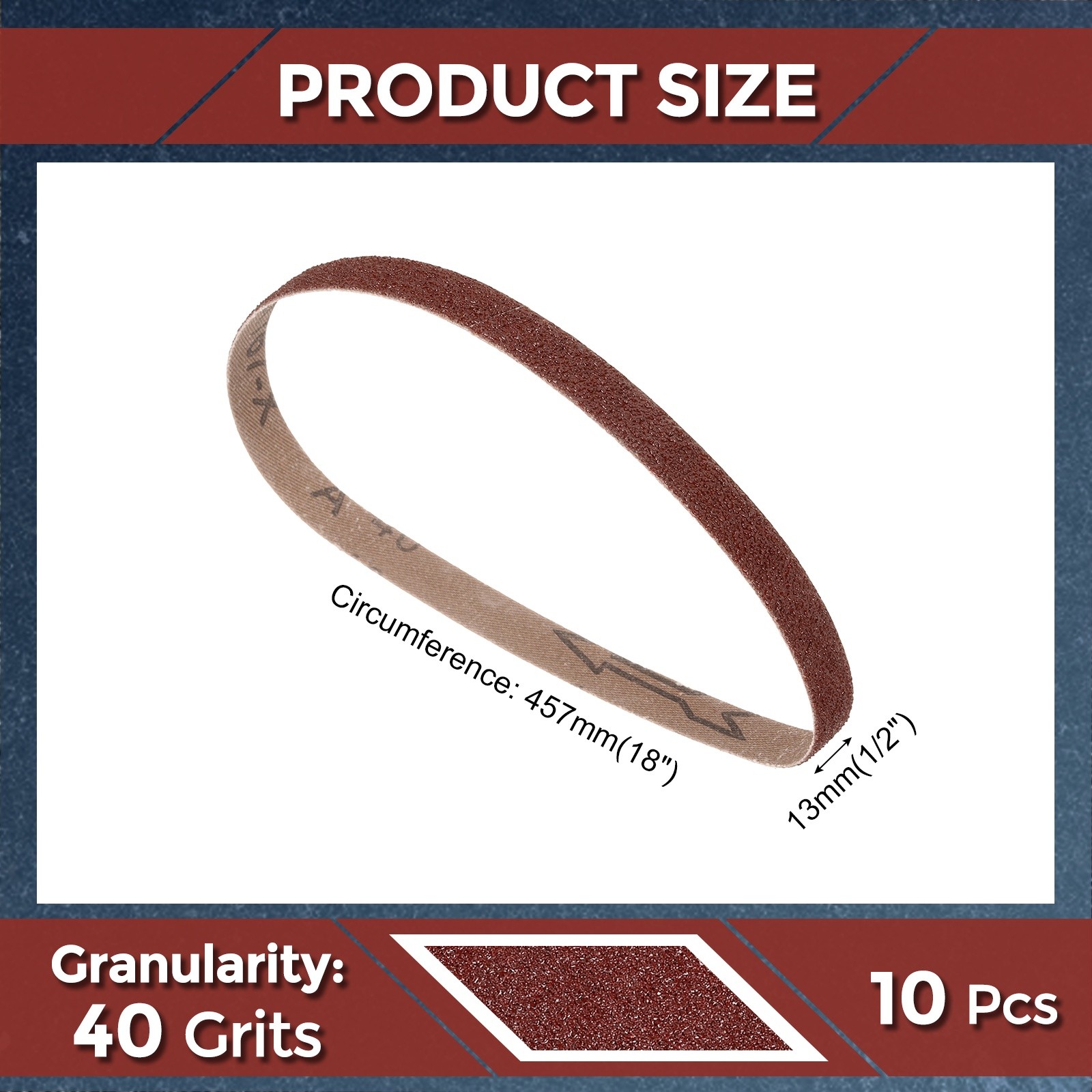 10 Pcs Sanding Belts 1/2 x 18 Inch 40 Grit Aluminum Oxide Abrasive Sandpaper