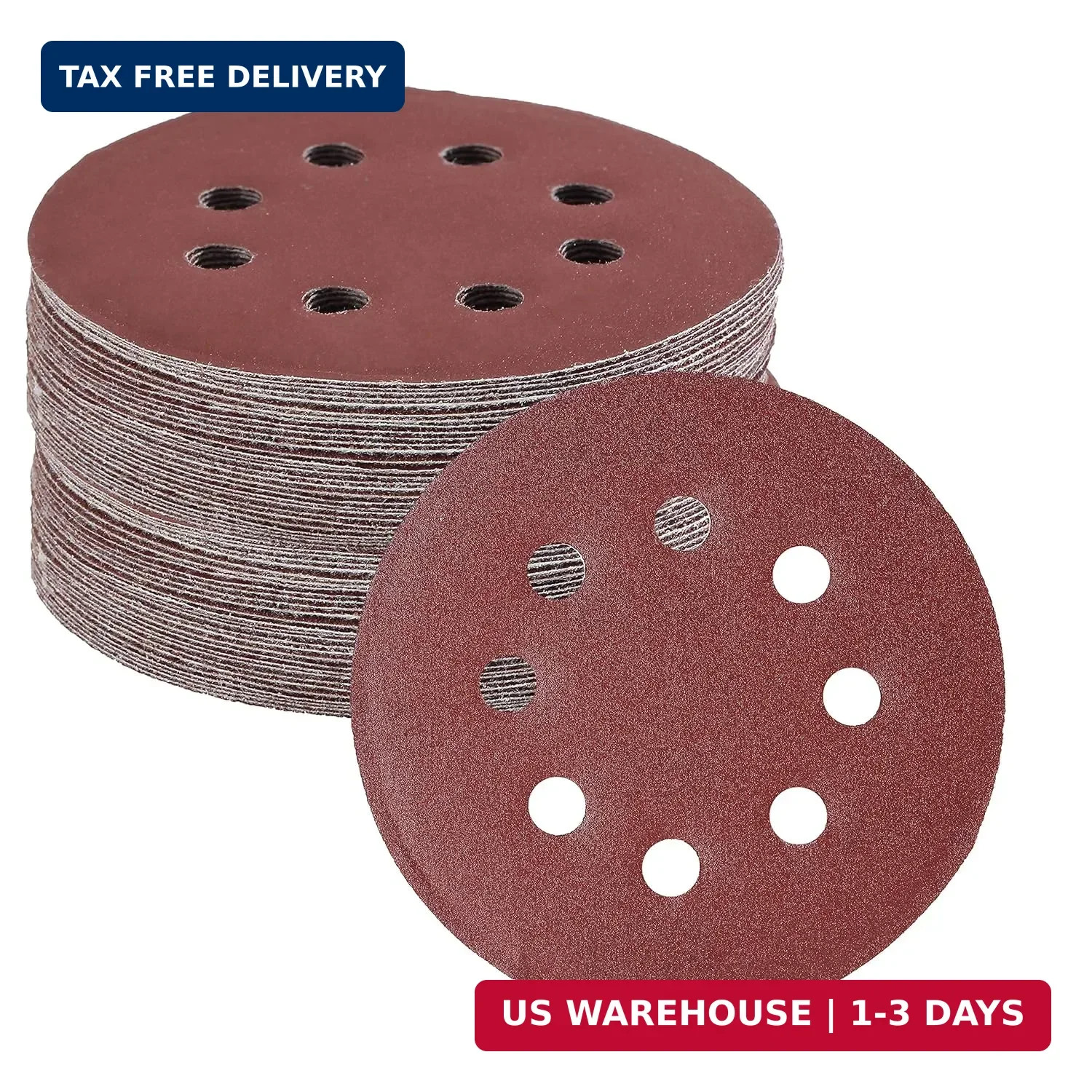 Bates- Sanding Discs 5 Inch 8 Hole, 30 Pack, Assorted Grits 40 80 120 220 320 60