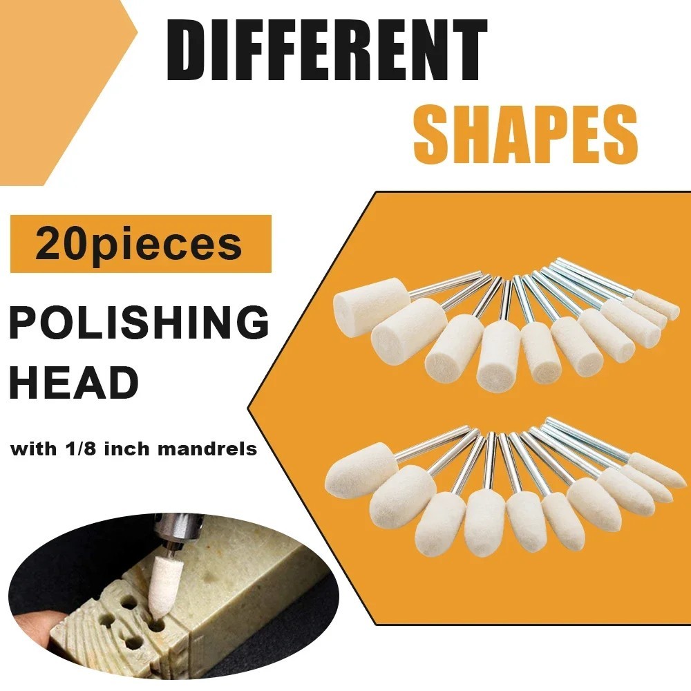 80PCS Wool Polishing Wheels for Dremel, 1/8″ Shank Felt Buffing Pads Kit, Jewelr