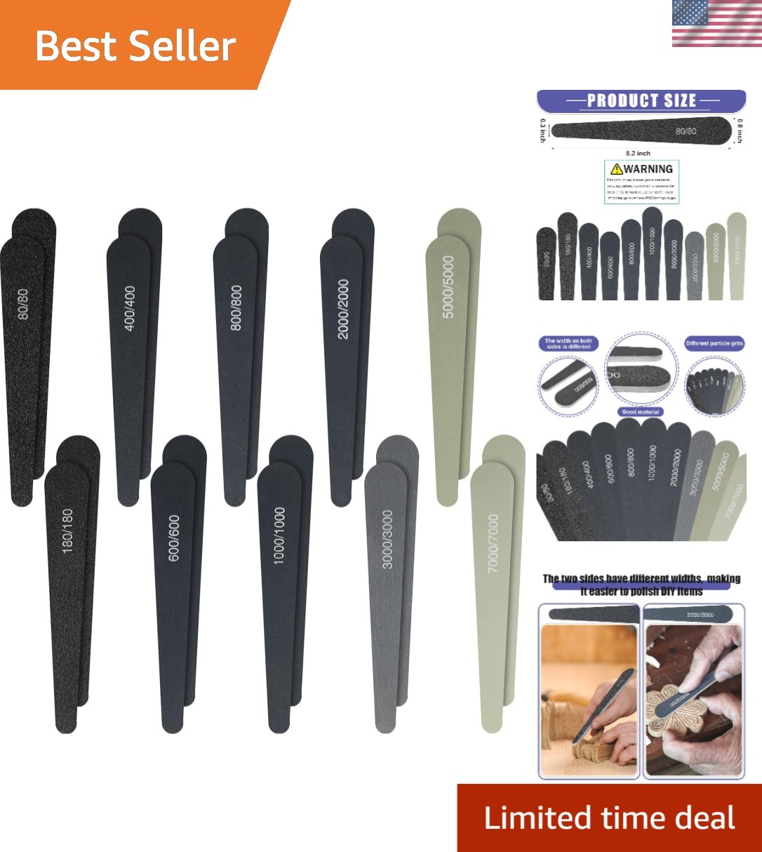 Professional 20 Pcs Sanding Sticks Set for Beginners – Assorted Grits & Durable