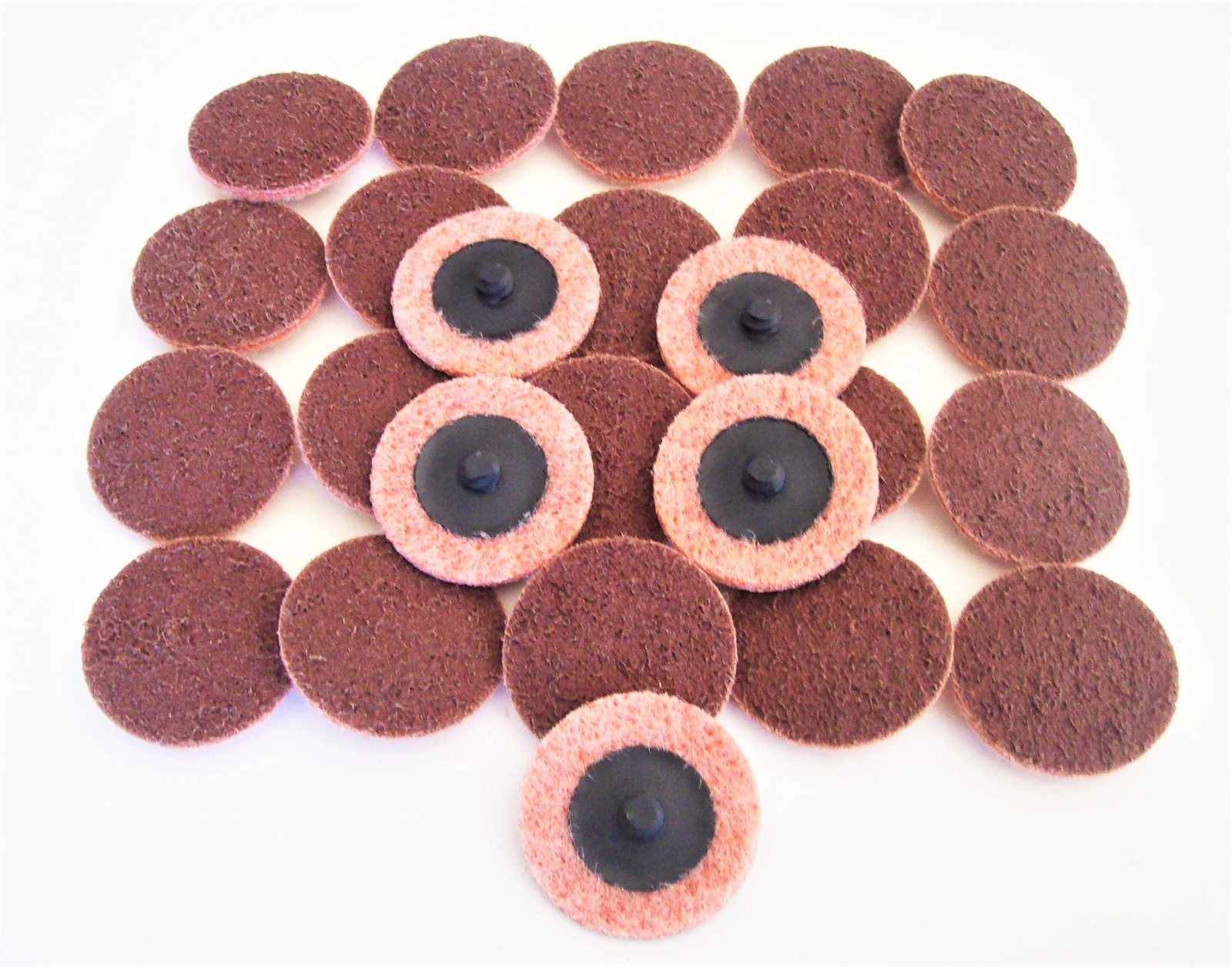 25 2″ ROLL LOCK SCUFF PAD COOKIE DISCS MEDIUM USA MADE QUICK CHANGE PL46089