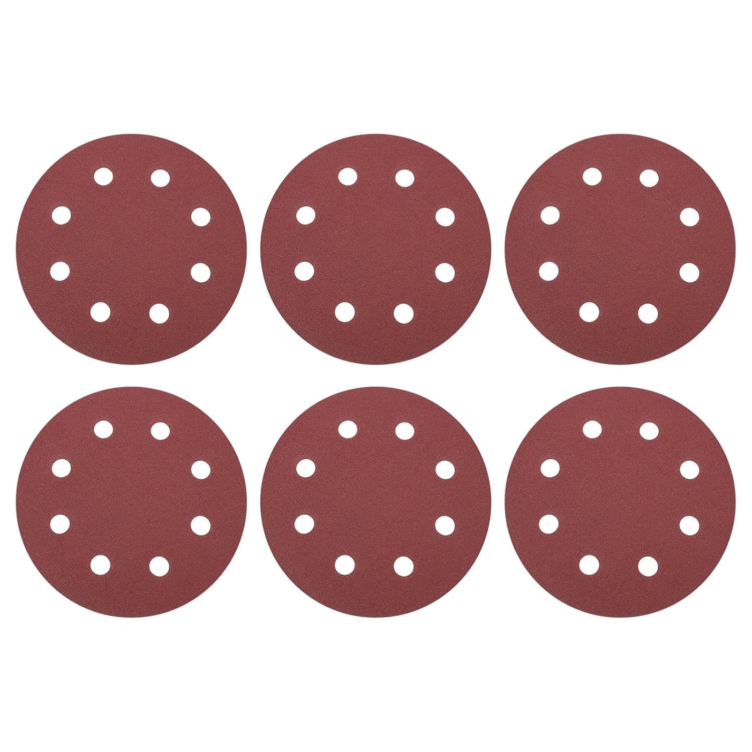 10 Pcs 7 Inch Sanding Discs, 120 Grit Hook and Loop Sandpaper, 8-Hole Aluminu…