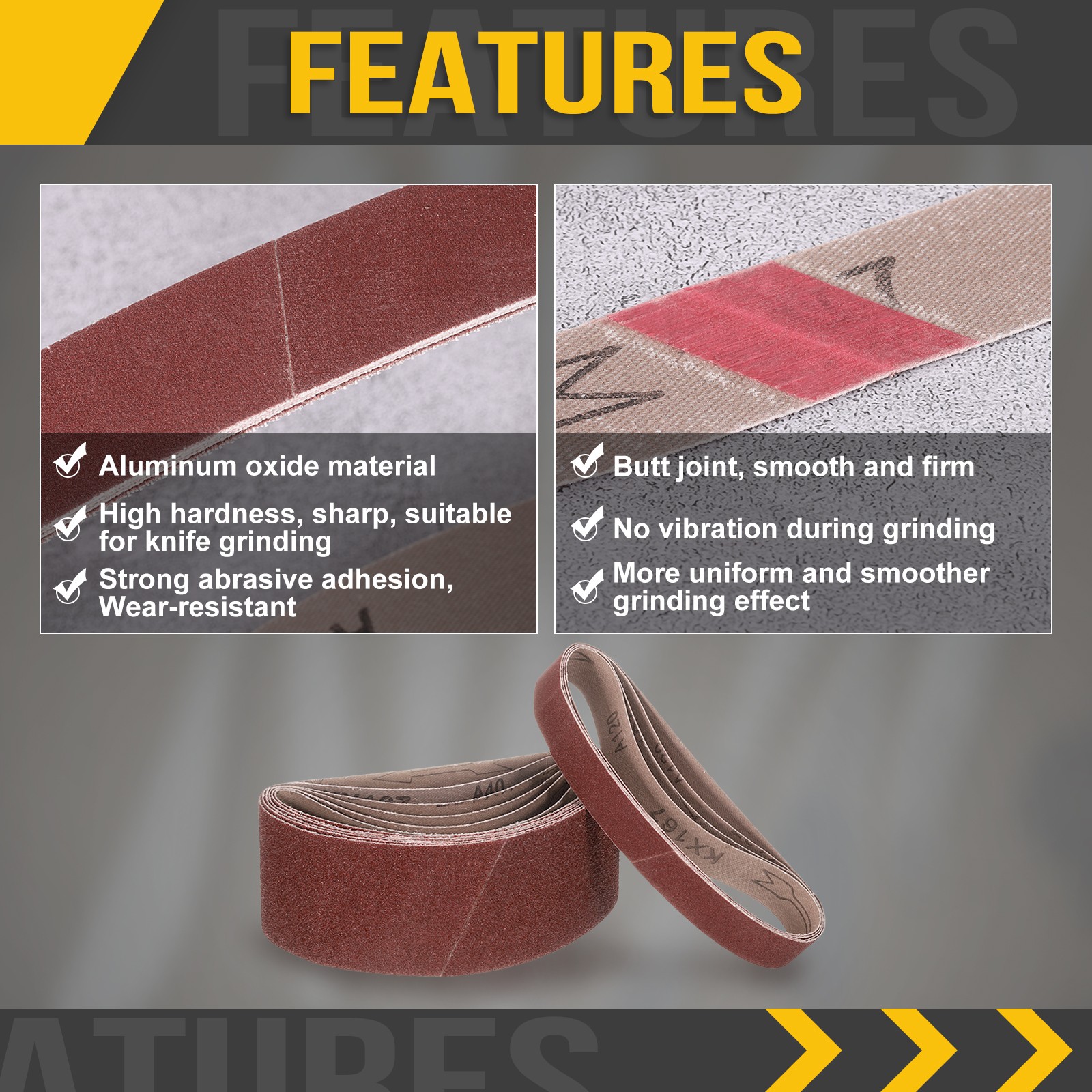 1/2 x 24″ Alumina Knife Sharpener Belts, 20 Pack 120 Grit