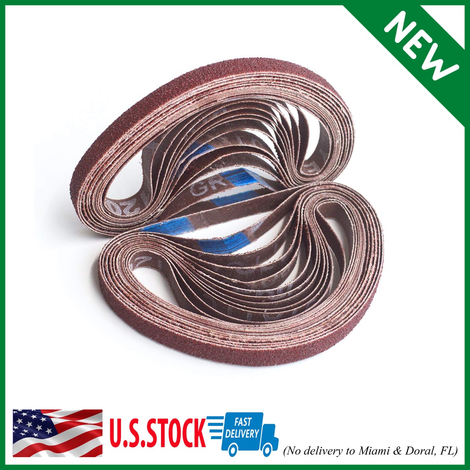 3/8 x 13 Inch Aluminum Oxide Sanding Belts, 40/60/80/120/180/240 Assorted Grits