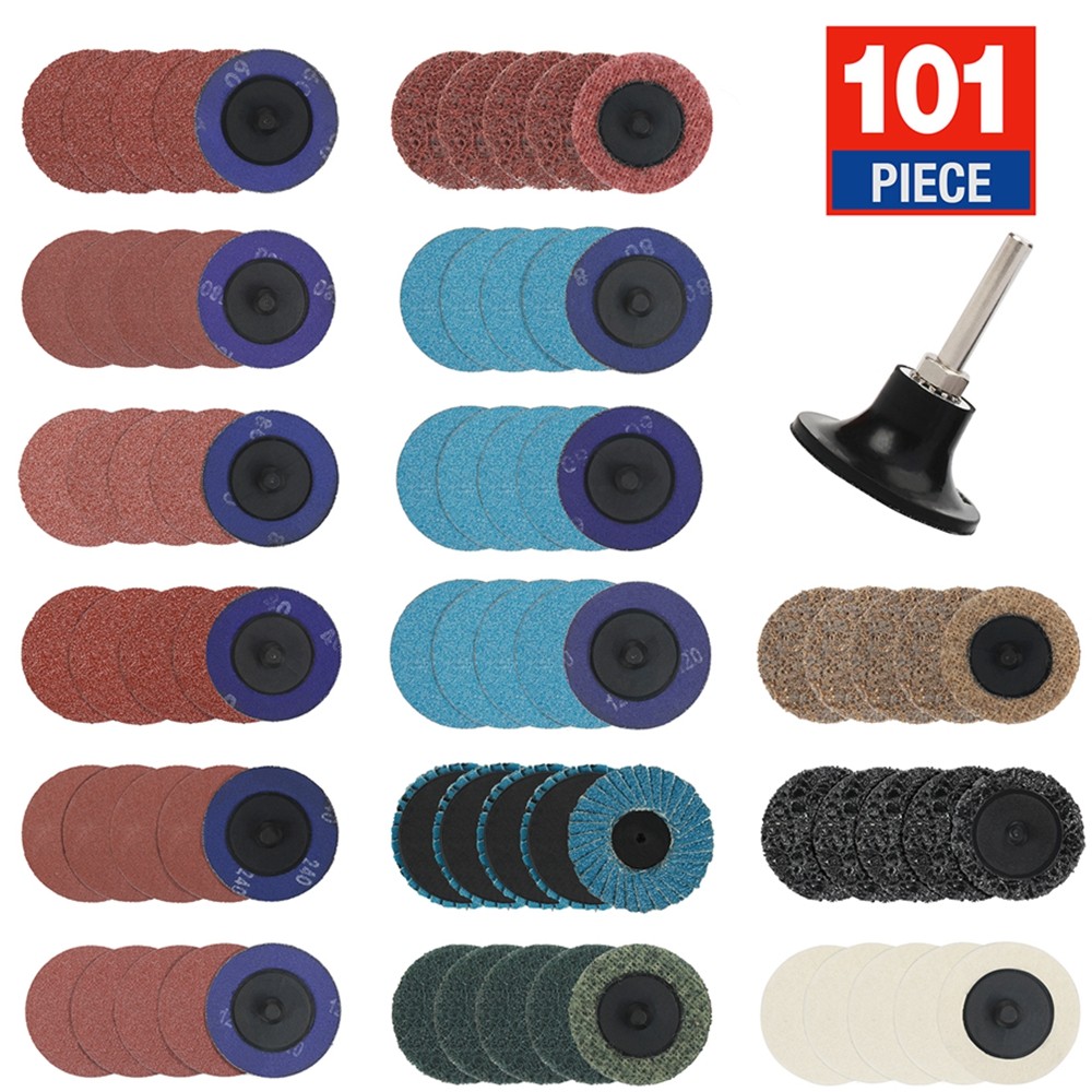 WORKPRO 101PCs Sanding Discs Set for Grind Polish Burr Finish Rust Paint Removal