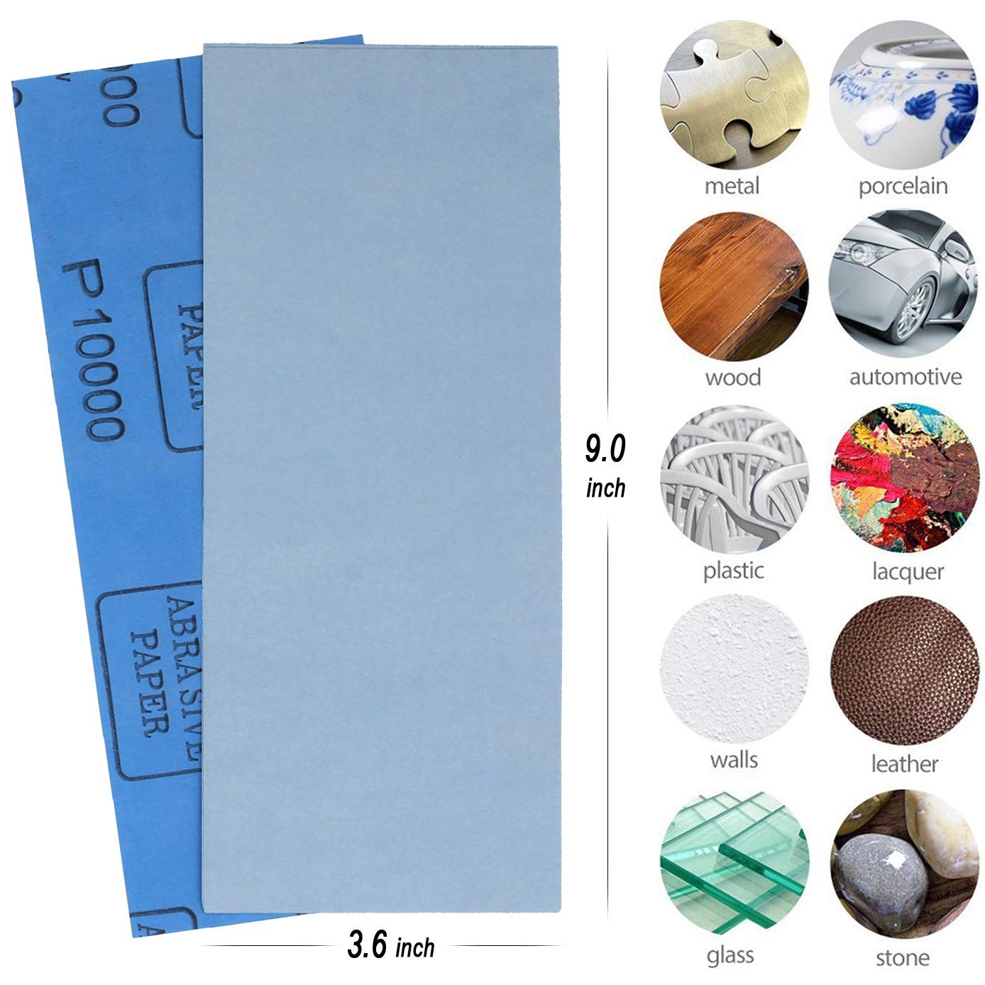 9×3.6 inch 18 Sheets Sandpaper, Wet or Dry 5000-15000 Grit 6 Assortment Sand Pap