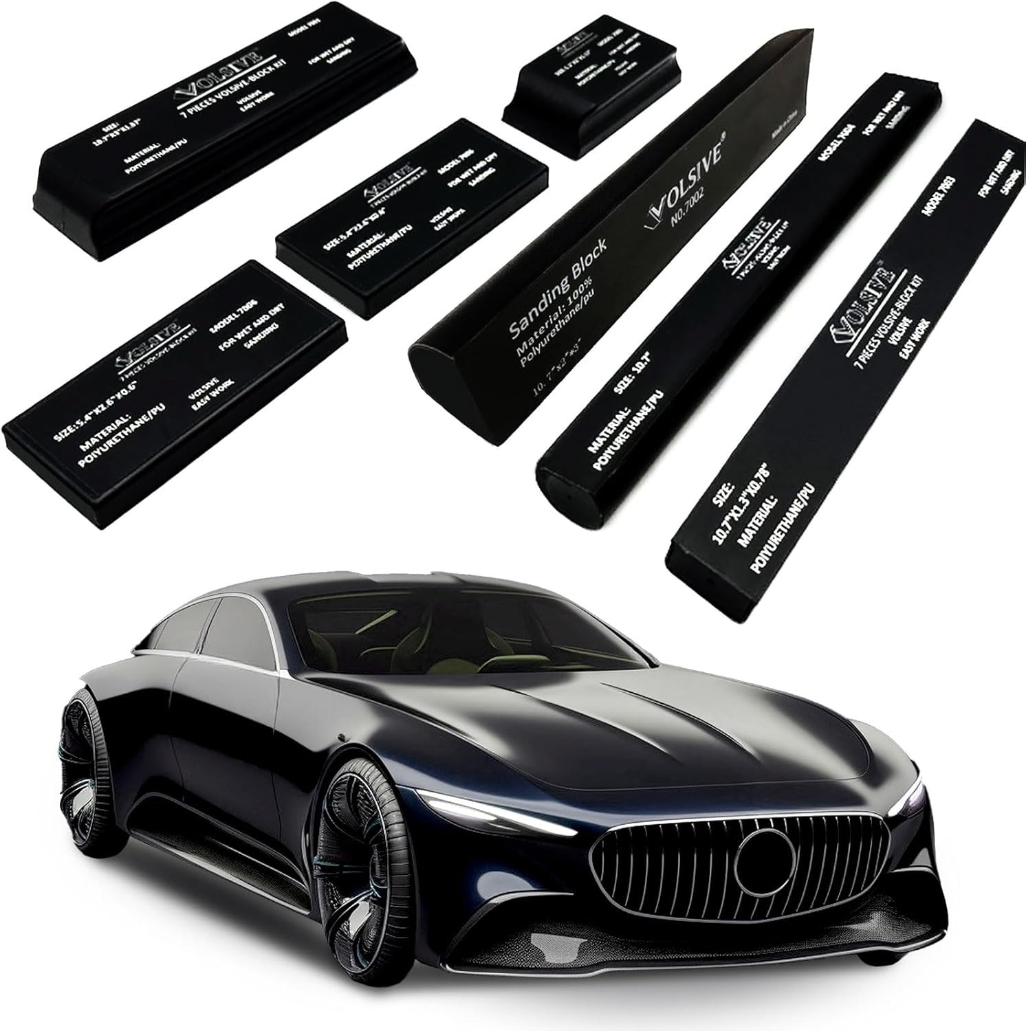 Juego de 7 bloques de lijado manual para carrocería de automóvil con base PSA