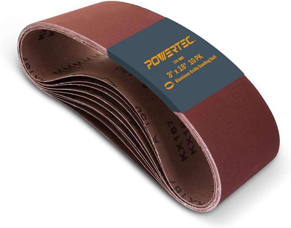 10 Pack of 3×18 Inch Sanding Belts, 120 Grit for Durable Wood & Paint Finishing