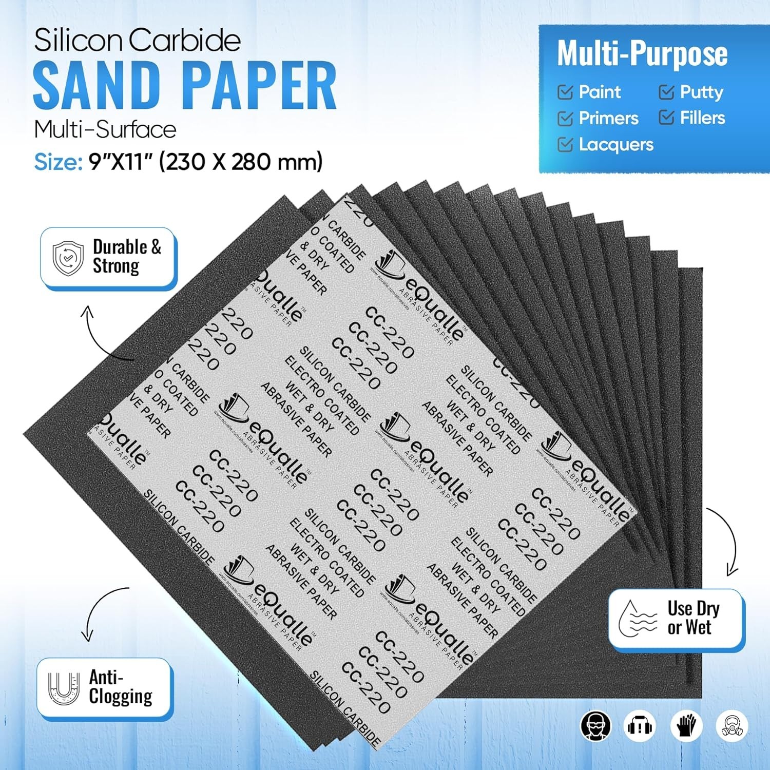 320 Grit Sandpaper Sheets, 9 x 11 in – Pack of 10 for Precision Wood and Meta…