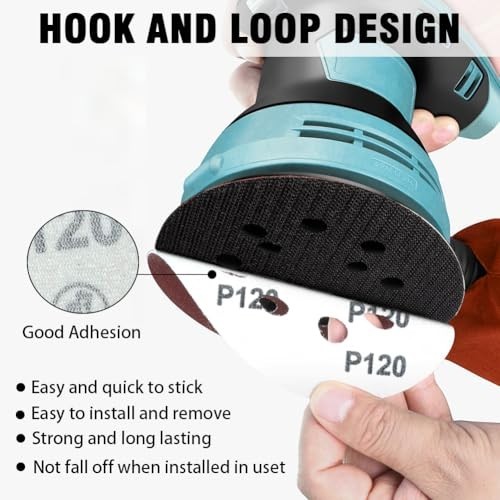 52 Pack 5 Inch 8-Hole Hook and Loop Sanding Discs Sandpaper Red Round 60 -320