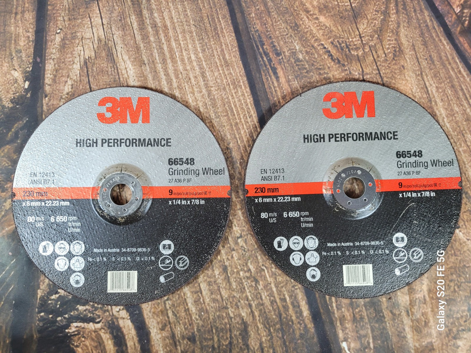 3M 9″ x 1/4″ x 7/8″ High Performance 66548 Grinding Wheel Lot of 2 Depressed