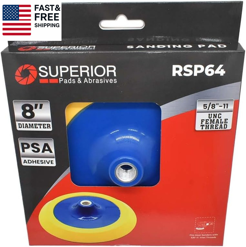 RSP64 8 Inch- 5/8 Inch-11 UNC PSA Adhesive Polisher Pad