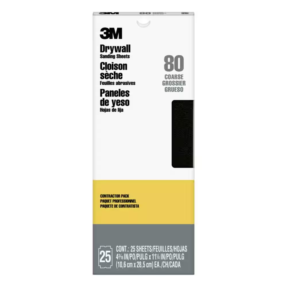 4 3/16 In. X 11 1/4 In. 80 Grit Drywall Sanding Sheets (25-Pack)