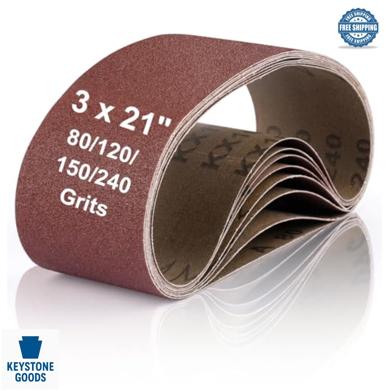 8 Pcs 3×21 Belt Sander Sanding Belts 80 120 150 240 Grit Aluminum Oxide
