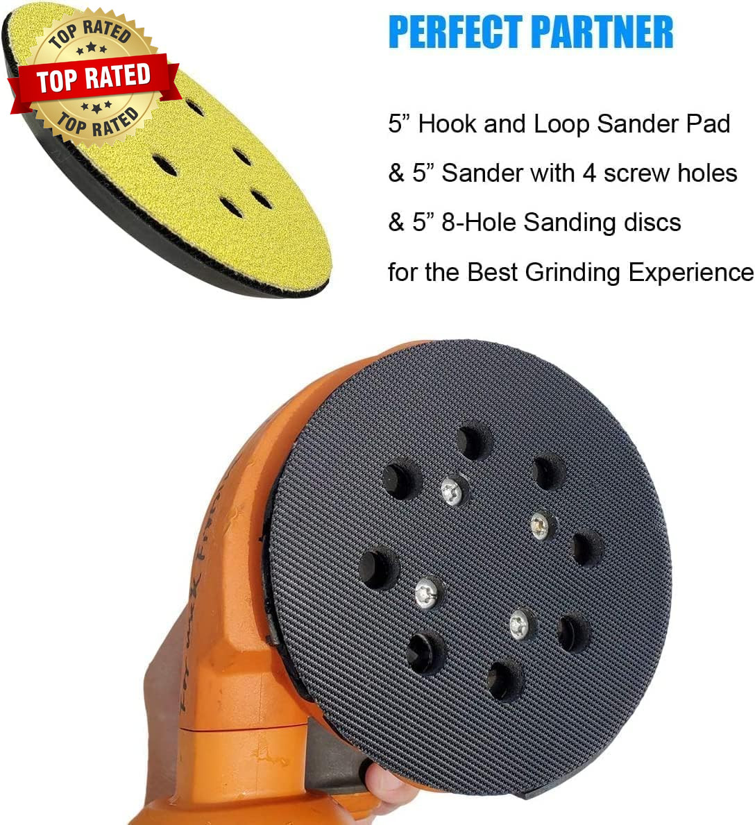 2 Pack 5 Inch 8 Hole Hook and Loop Sander Pad for Ridgid R2600 R2601 5″ Random O