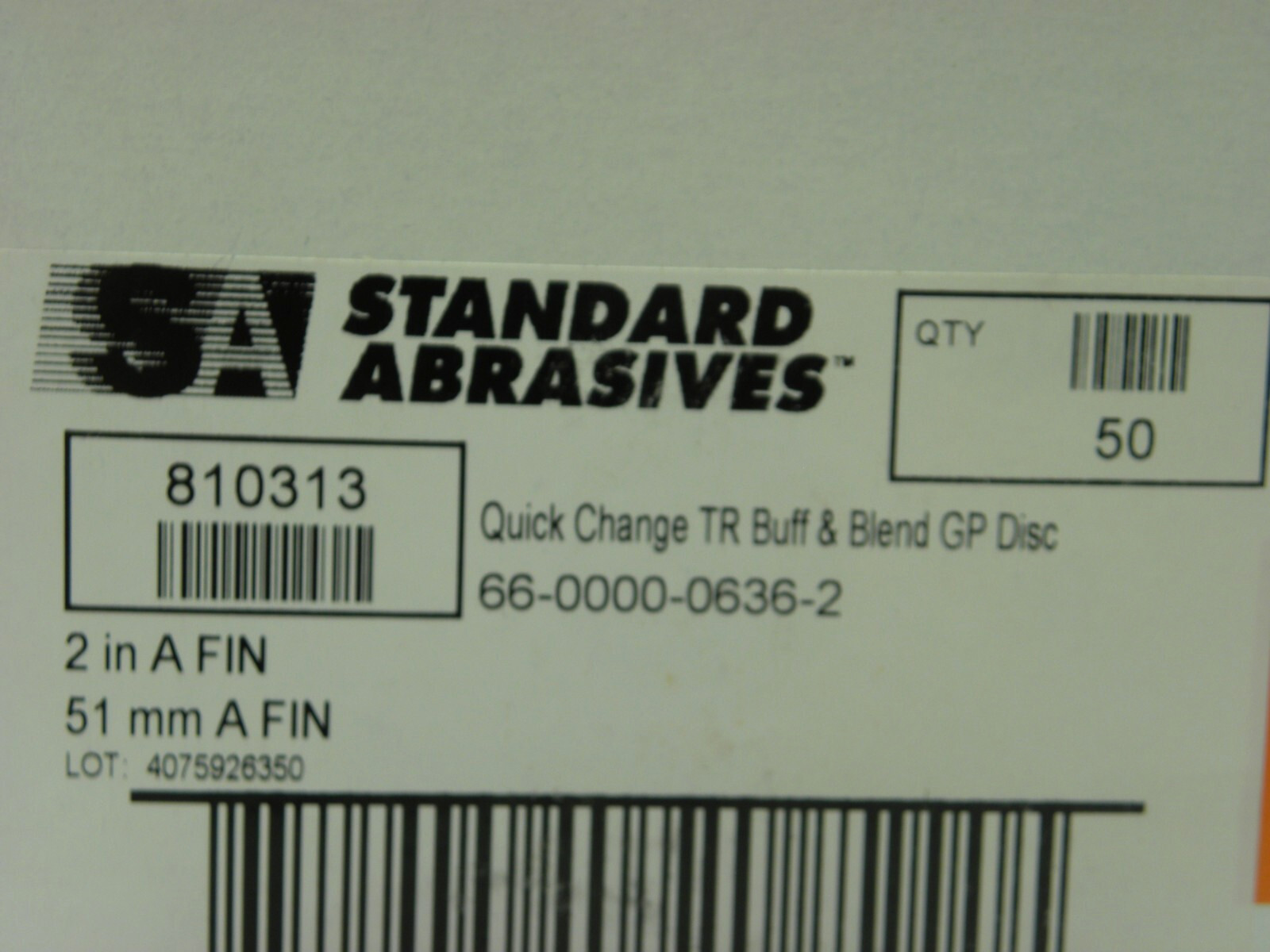 50 pcs – USA Standard Abrasives Quick Change TR Buff and Blend GP Disc A/O Pad