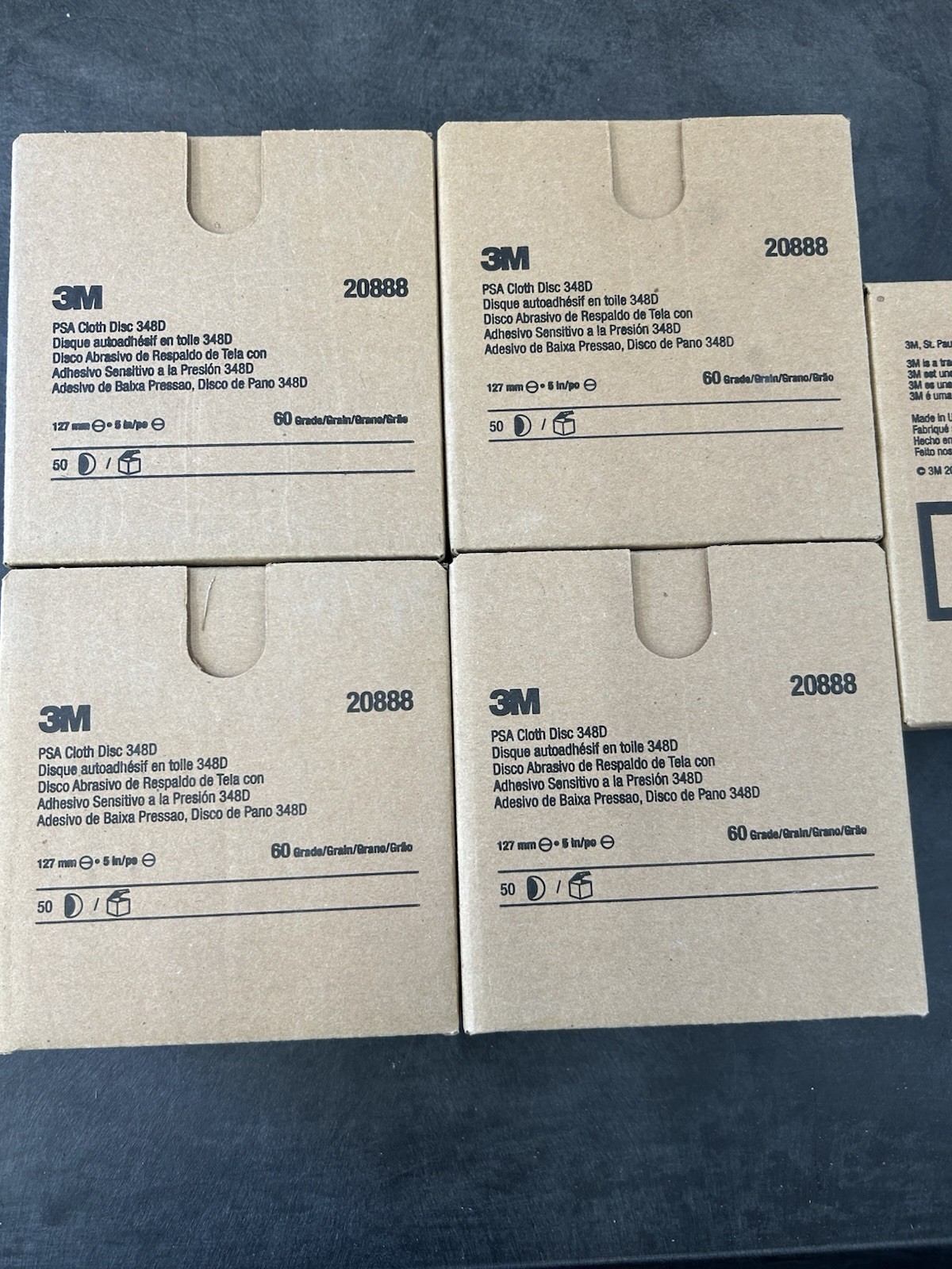 3M 20888 – PSA Discs 248D, Aluminum Oxide, 5 in Dia., Cloth Back, P60 Grit, 50