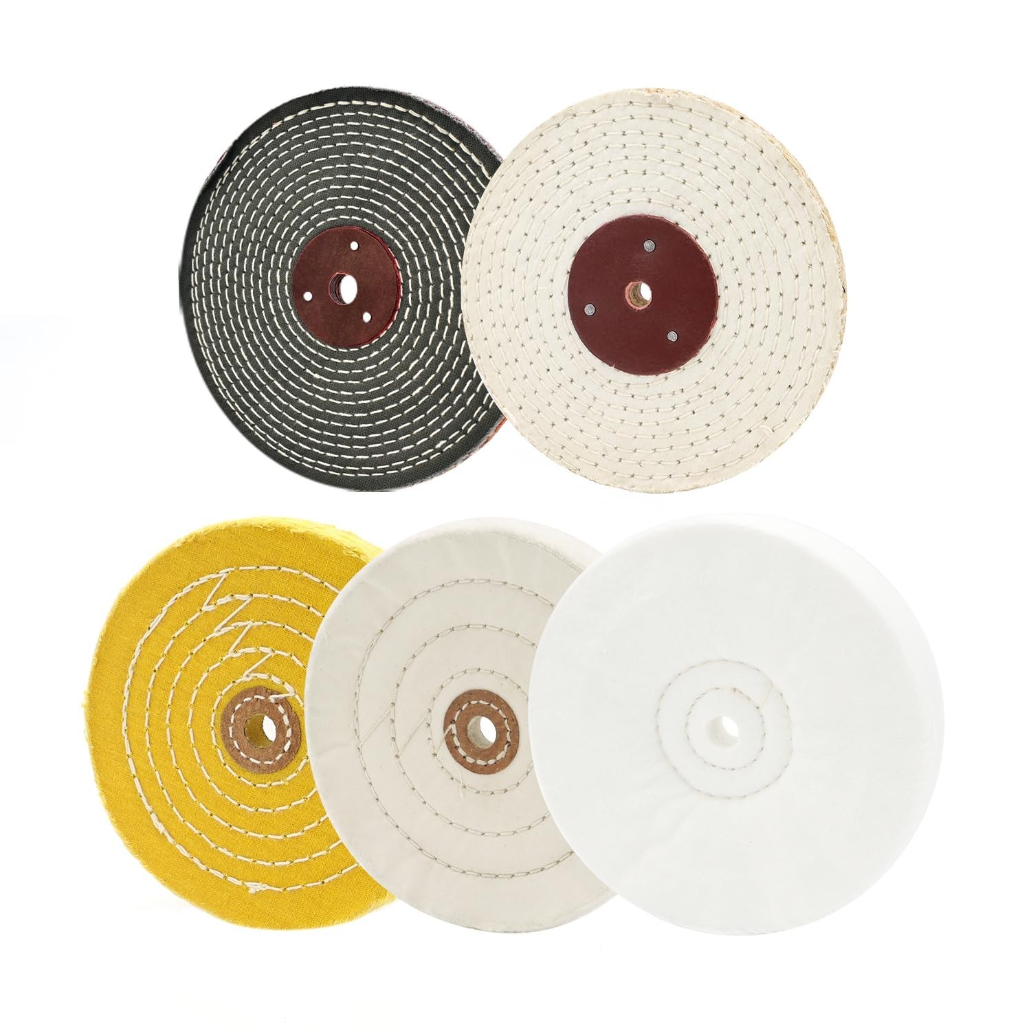 Buffing Polishing Wheels 6cm 5pcs Kit Multi Grit Medium Coarse Fine Rough Cotton