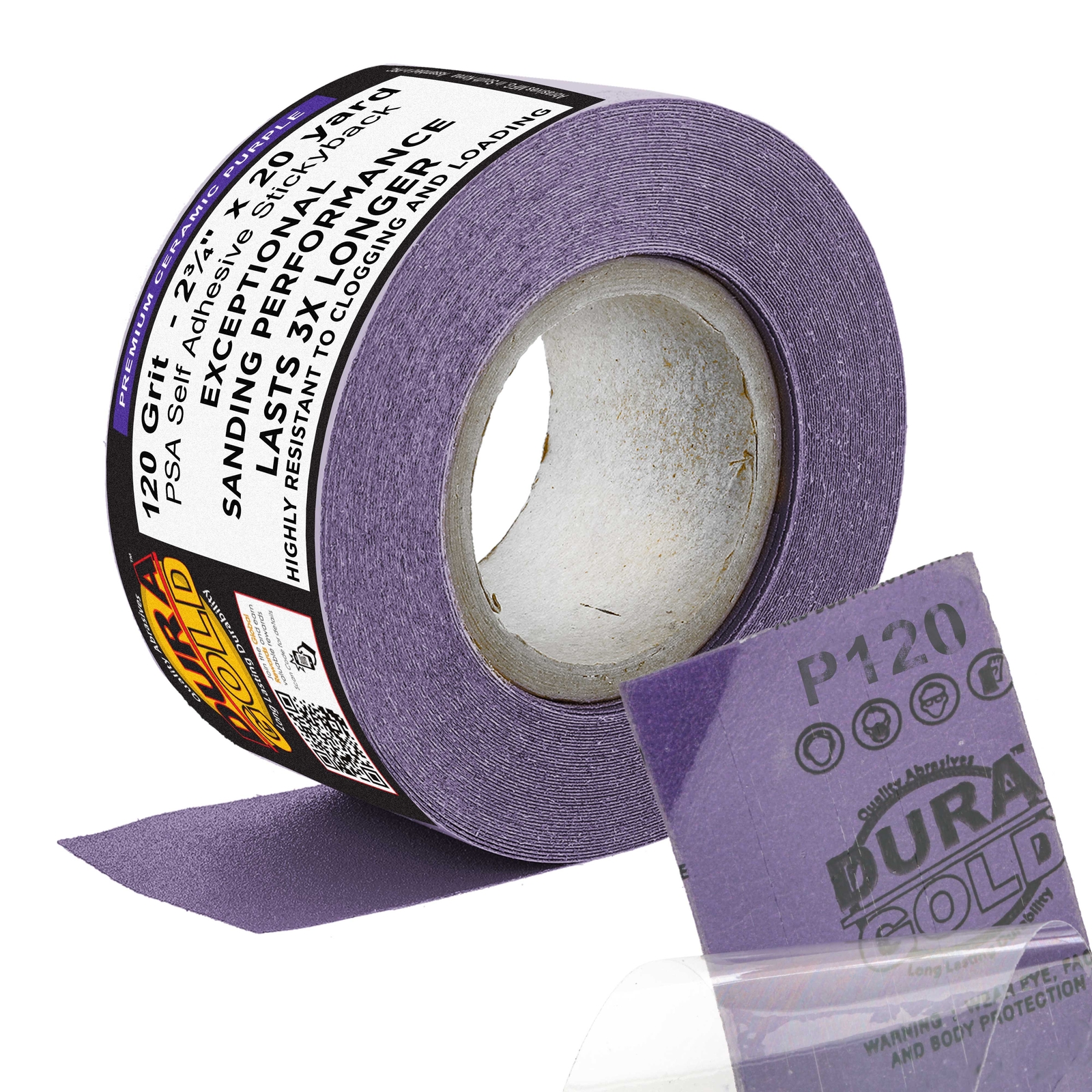 120 Grit Purple Ceramic 2.75″ x 20 Yard Roll Self Adhesive Longboard Sandpaper