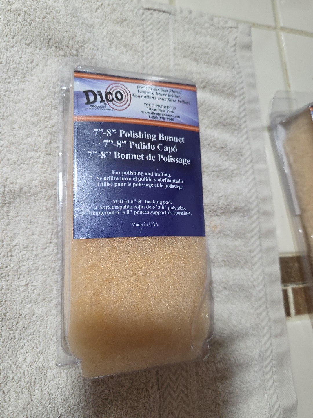 Dico Synthetic Lambs Wool Fiber Pile Buffing Bonnet 7-8″ 7410831 Washable