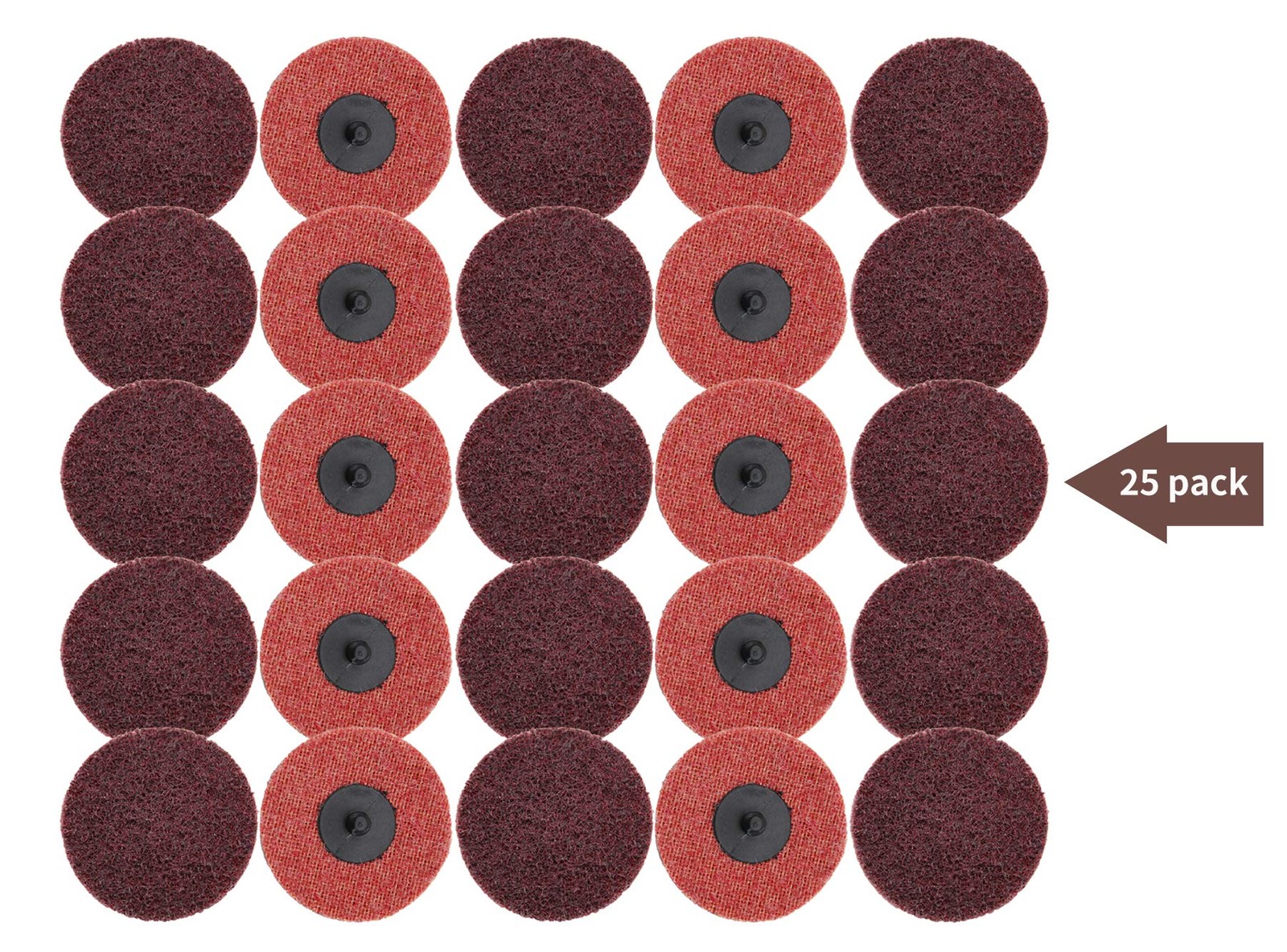 25 PCS 3 Inch Surface Conditioning Discs Medium TypeR Quick Change Red