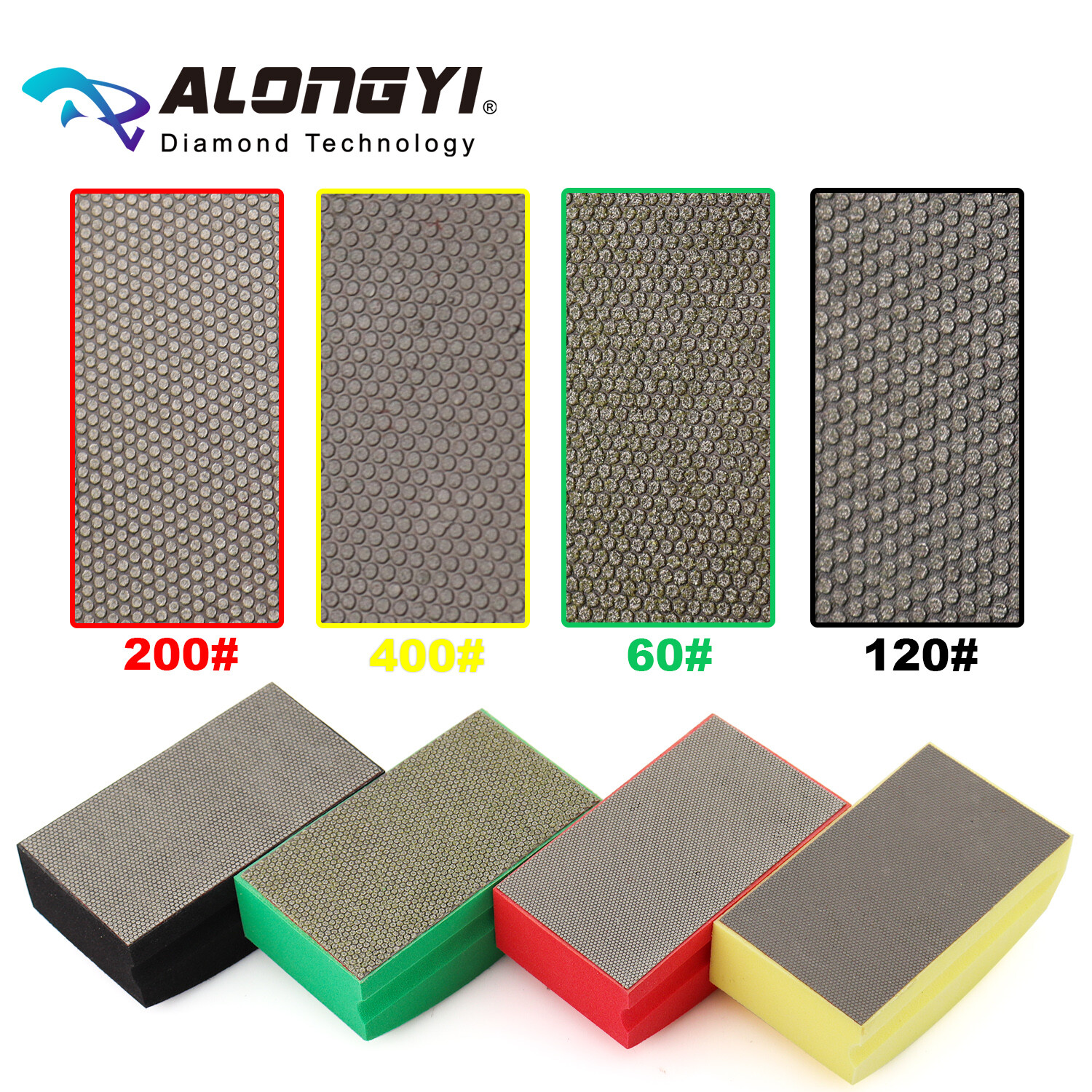 Electroplated Diamond Polishing Hand Pads Arc Shape Back for Glass Stone Granite
