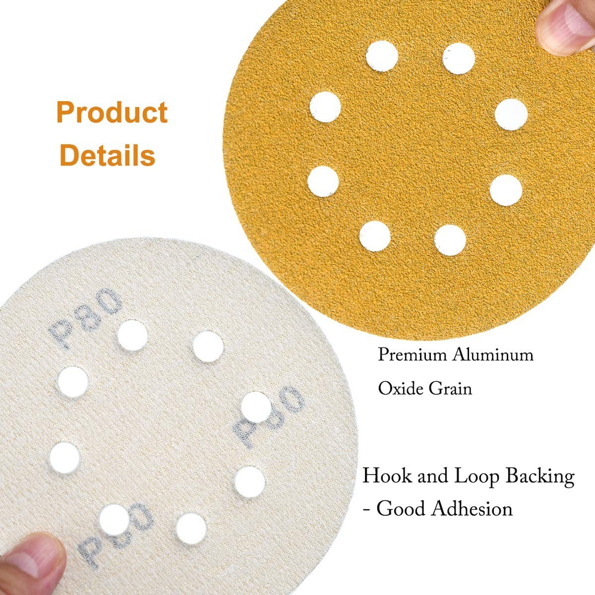 100PCS Sanding Discs 5″ 8-Hole 120 Grit Orbital Sander Pads Sandpaper Gold NEW