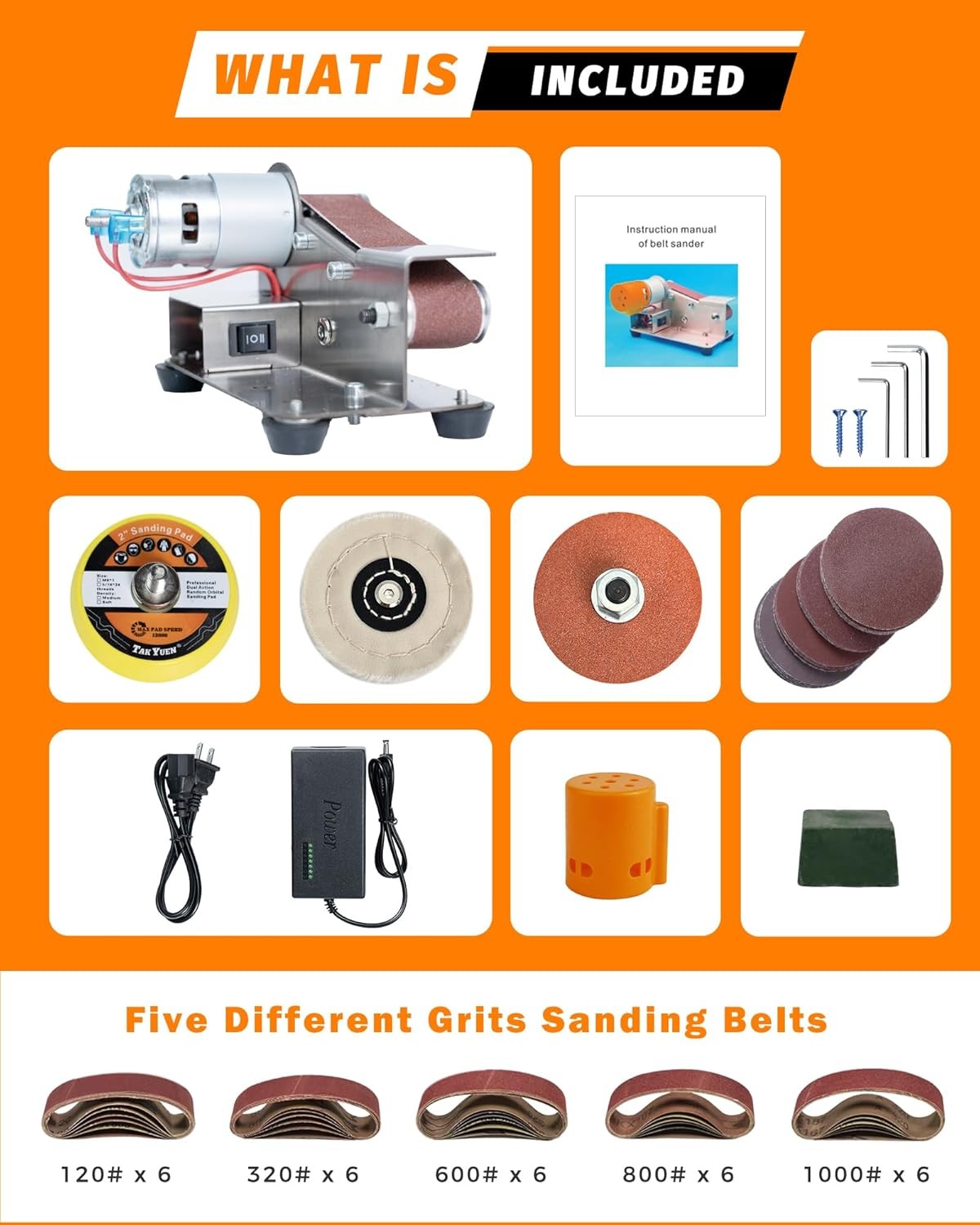 Mini Belt Sander, Electric Small Sander Knife Making Supplies, 7 Adjustable Spee