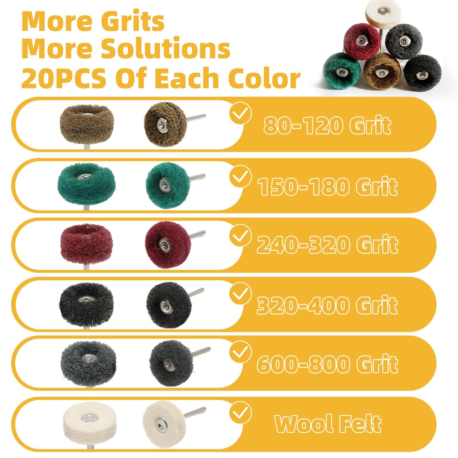 BURMONG 120 Pcs Multi-Color Buffing Wheel Set for Dremel, 1/8 Inch Shank Poli…
