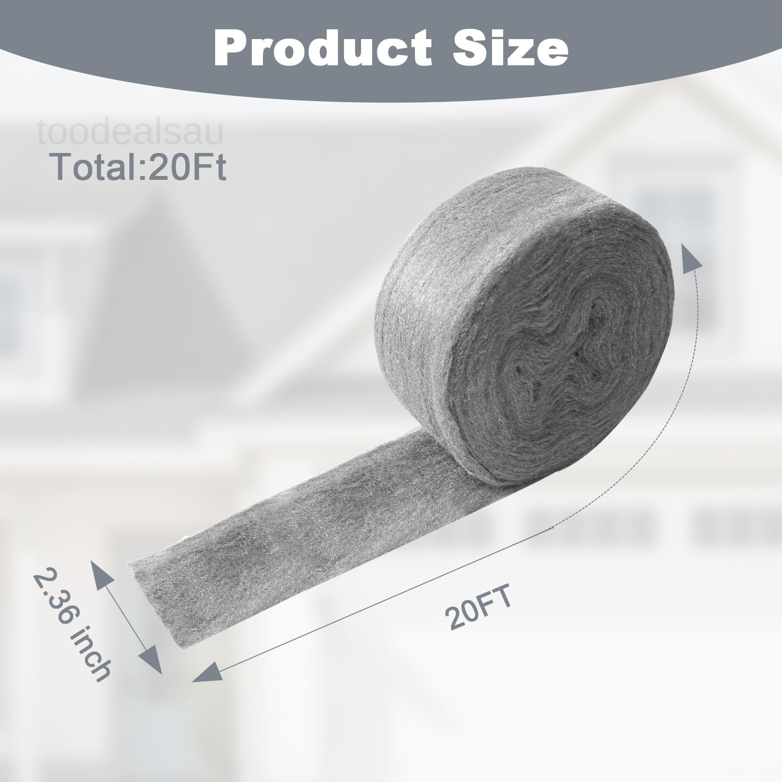 Steel Wool Mice Control, 20 FT Stainless Steel Wool Fill Fabric Roll,