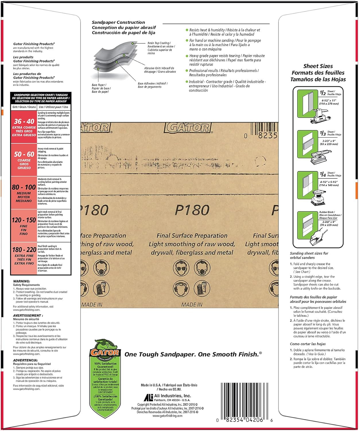 9″ X 11″ Multi-Surface Sanding Sheets, 180 Grit, 25 Pack