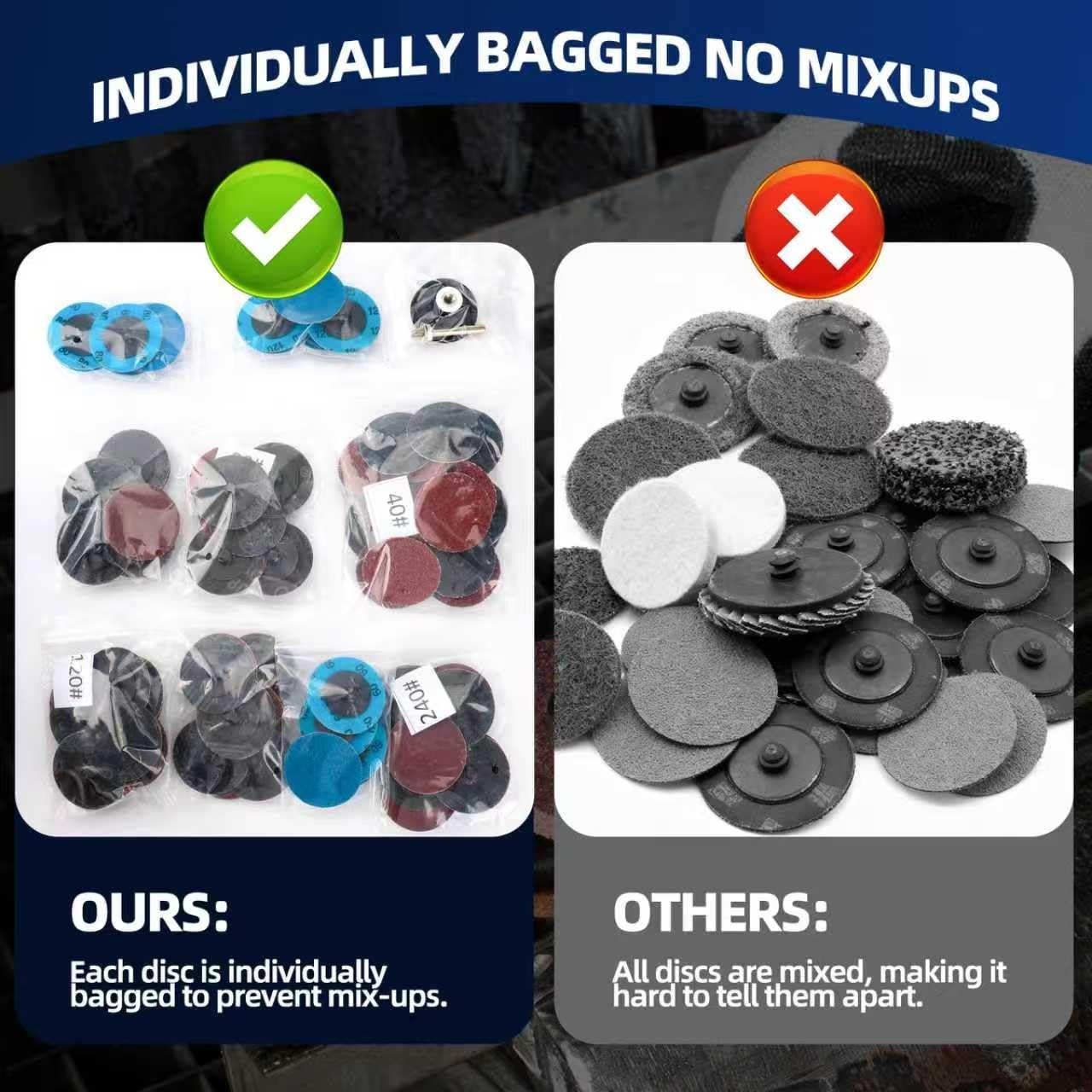 108Pcs Sanding Discs Set 2 inch Quick Change Disc with 1/4 inch Holder Surfac…