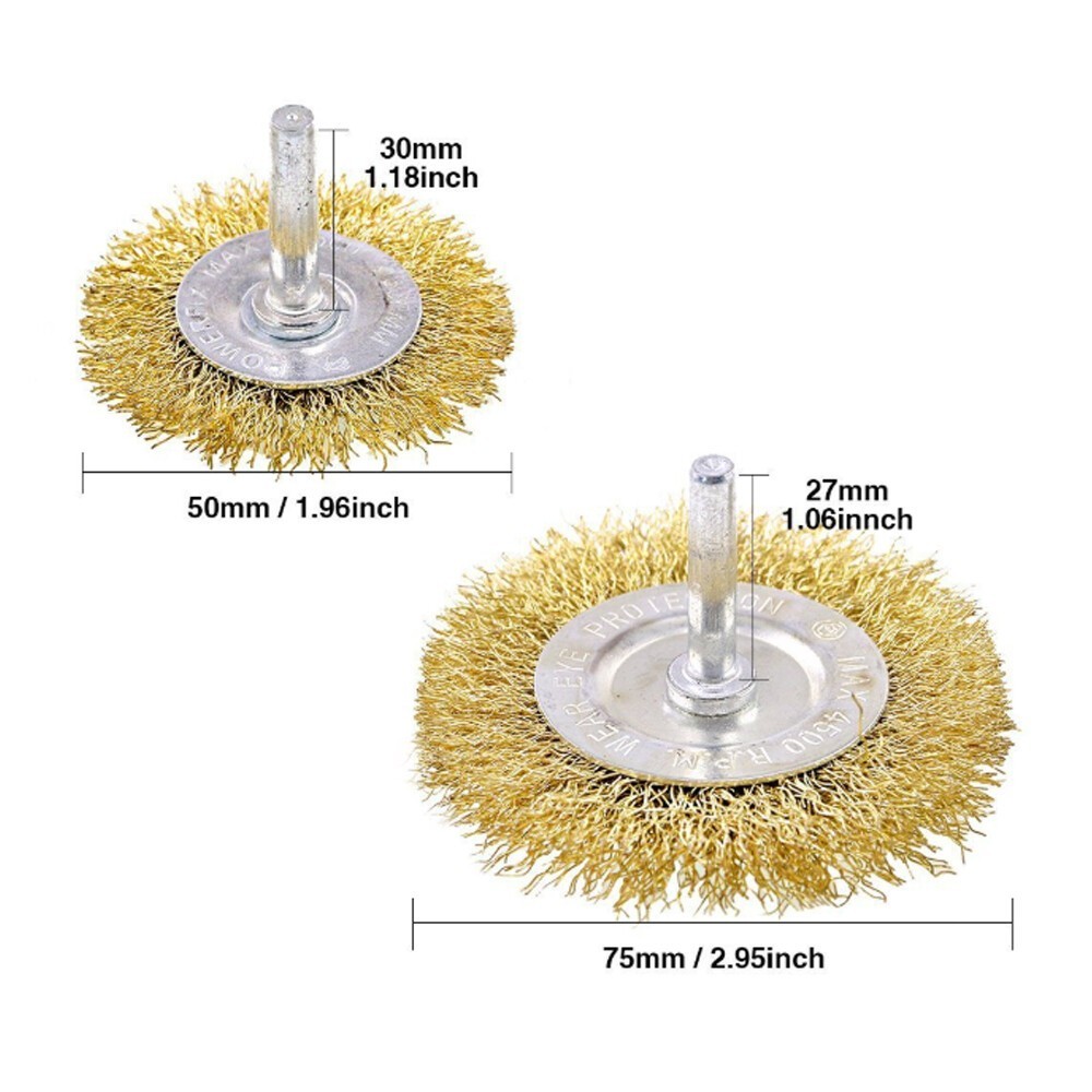 9pcs 1/4” 6mm Steel Wheel Pen Cup Wire Polishing Mix Brush Kit for Rotary Tool