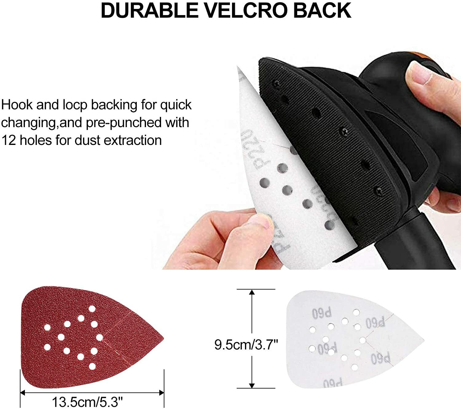 Mouse Sander Sandpaper Detail Sanding Pads Hook Loop 60-220Grit for Black+Decker
