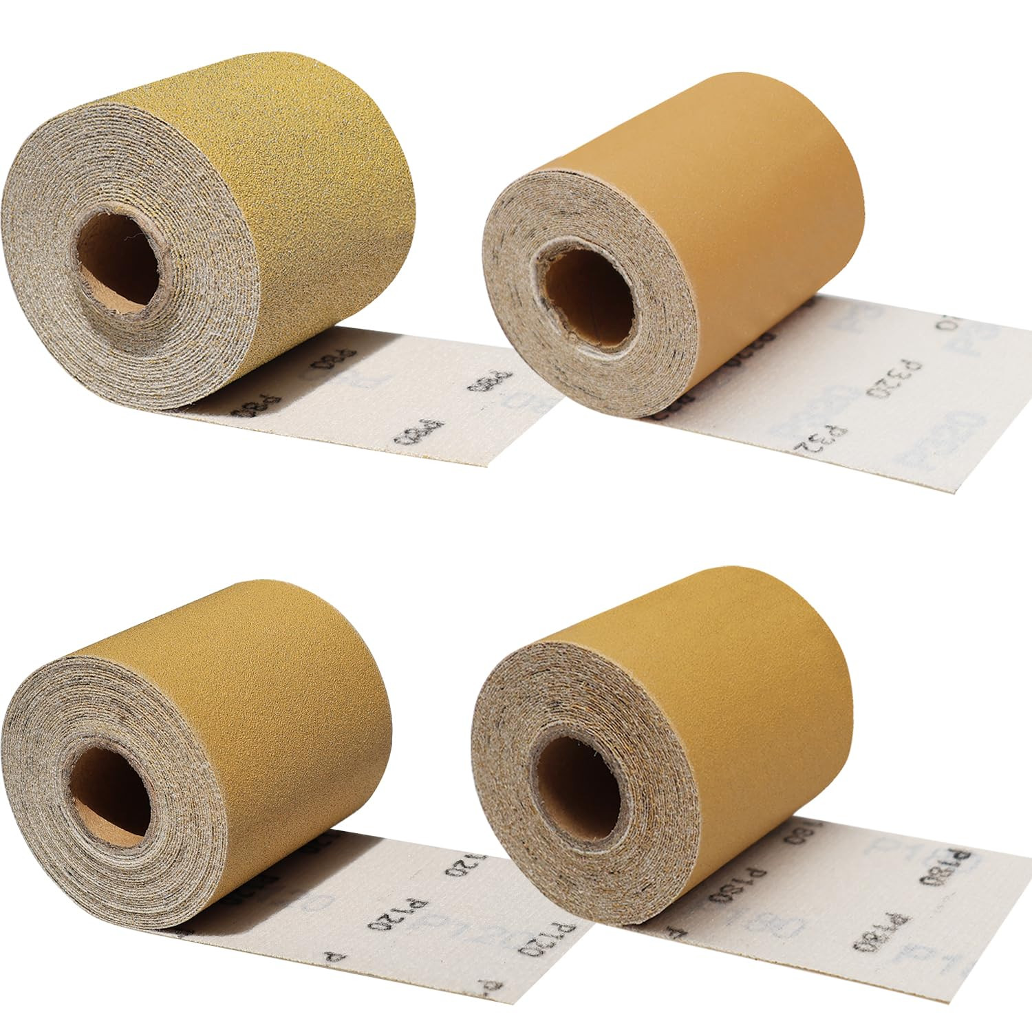Total 20 Yards 2-3/4″ Wide Continuous Sandpaper Roll Kit – 80 120 180 320 Grit