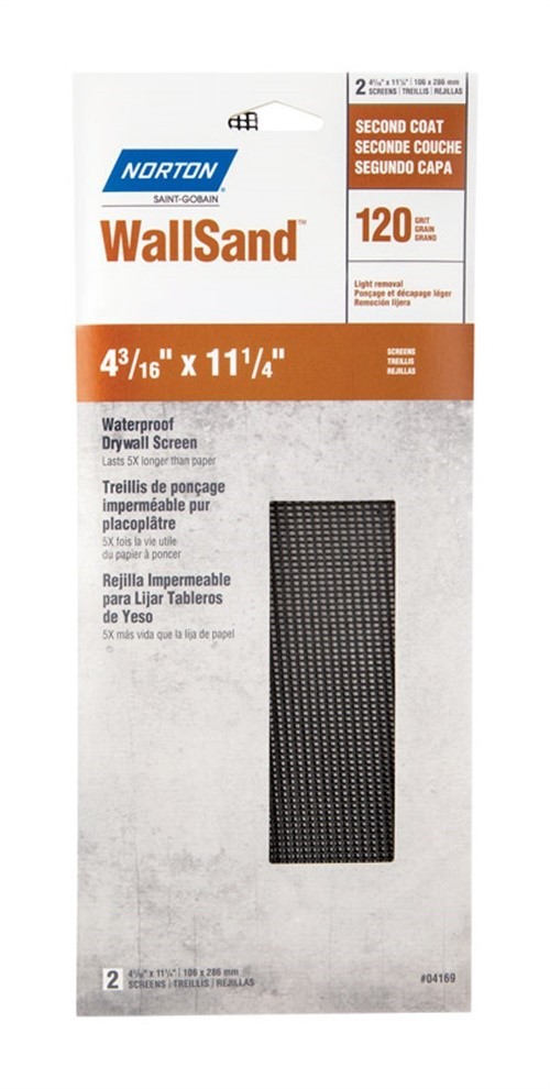 Norton 07660721767 120 Grit Drywall Sanding Screen 11-1/4 Lx4-3/16 W in. 2 Pack