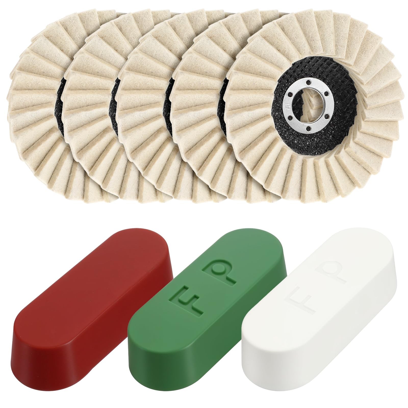 8 Pcs Wool Polishing Wheel Disc and Polishing Compounds Set Includes 5 Thicke…