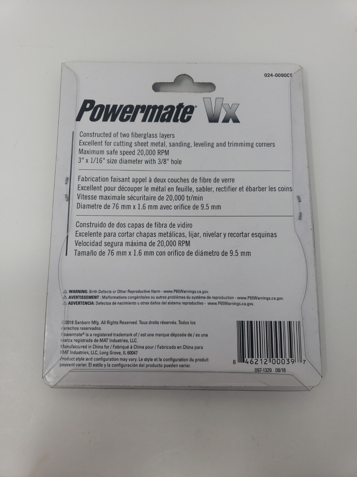 Powermate Vx Aluminum Oxide Disk 024-0090CT SEE DESCRIPTION