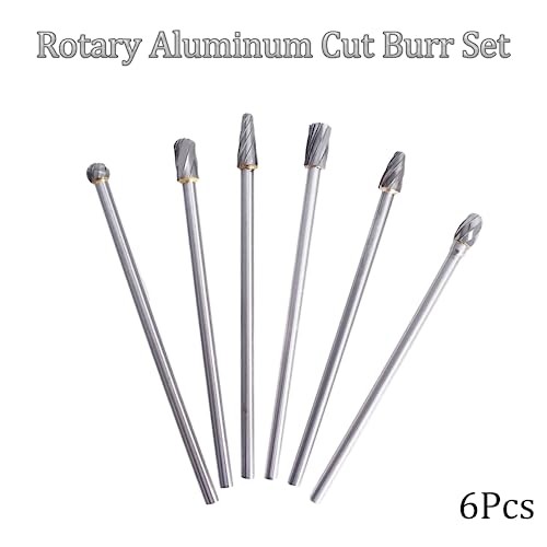 6Pcs 10mm Rotary Aluminum Cut Burr Set 6mm 1/4 Inch Head 150mm Carbide Bit