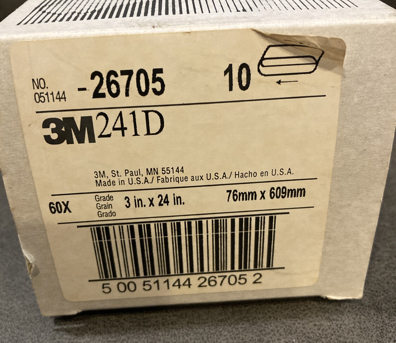 3M 241D -26704 3″ X 24″ Coated Abrasive Grit 60,Sanding Belts Box of 10