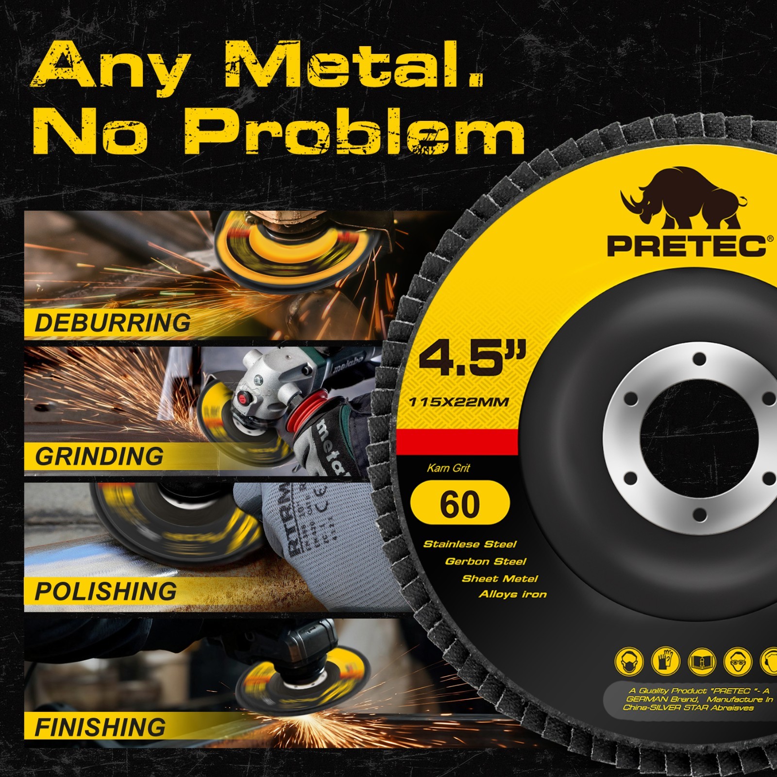 12 Pack 4-1/2″ x 7/8″ 60 Grit Zirconia Flap Discs T27 Grinding Wheels for Metal
