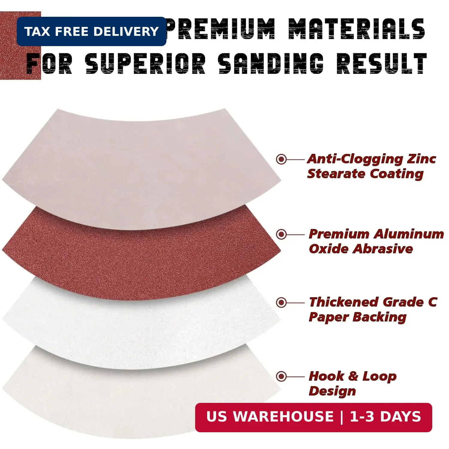 9 Inch 6 Hole Sanding Disc, 60 Grit 15 Pieces Hook and Loop Sandpaper A