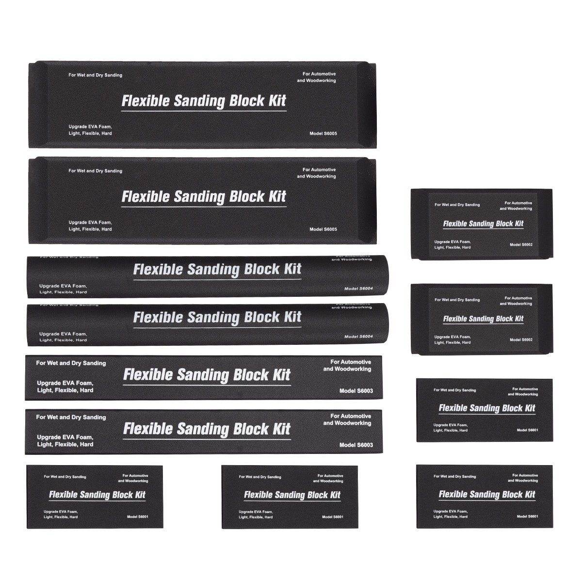 12 Pack EVA Foam Sanding Blocks Set Wet Dry for Auto Body Woodworking Furniture