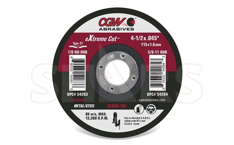 CGW 5 PCS 4-1/2 x 0.045 x 7/8 36 Grit Type 1 Ceramic eXtreme Cutoff Wheel ^|