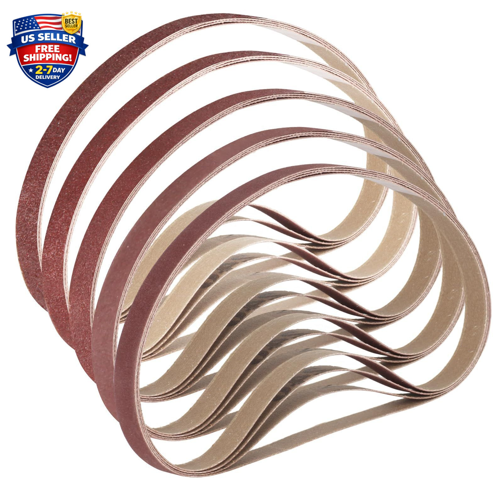 1/2 x 18 Inch Sanding Belts, 20 Pcs, 4 Each of 60/80/120/180/240 Dark Red